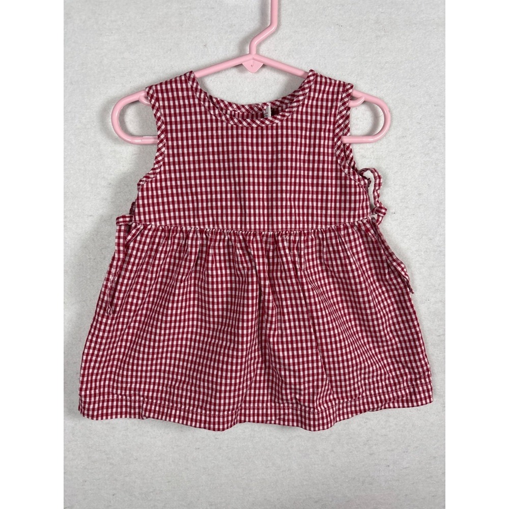 Talbots‎ Kids Gingham Dress Baby 12M Red Sleeveless Bloomers Set